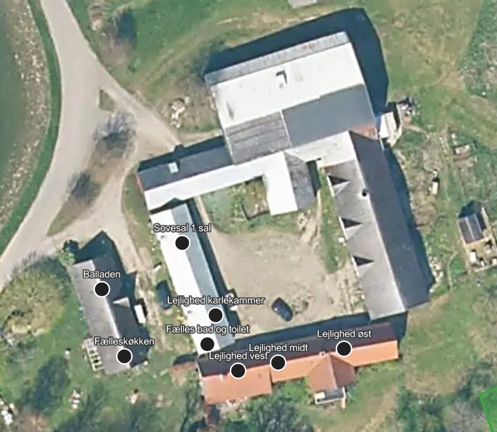 Kort over bygninger på Kobbegaard